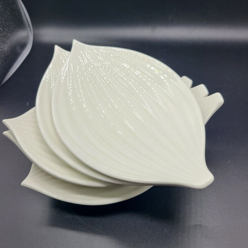 Set (5) Vintage MCM USA Serving Plates Dishes Ceramic Onion Ribbed Bowls - Picture 6 of 11